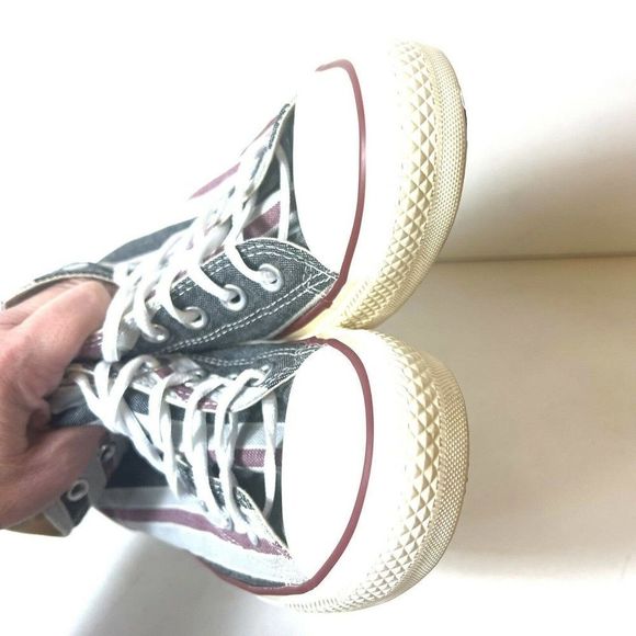 Converse Chuck Taylor All-Star Mid Top Gray Striped Sneaker Unisex Wos 10 Mens 8 - Picture 4 of 8